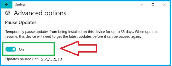 Schedule or pause updates in Windows 10